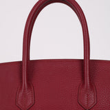 Hermès 2010 Rouge Rubis Clemence Birkin Retourne 35 PHW
