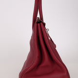 Hermès 2010 Rouge Rubis Clemence Birkin Retourne 35 PHW