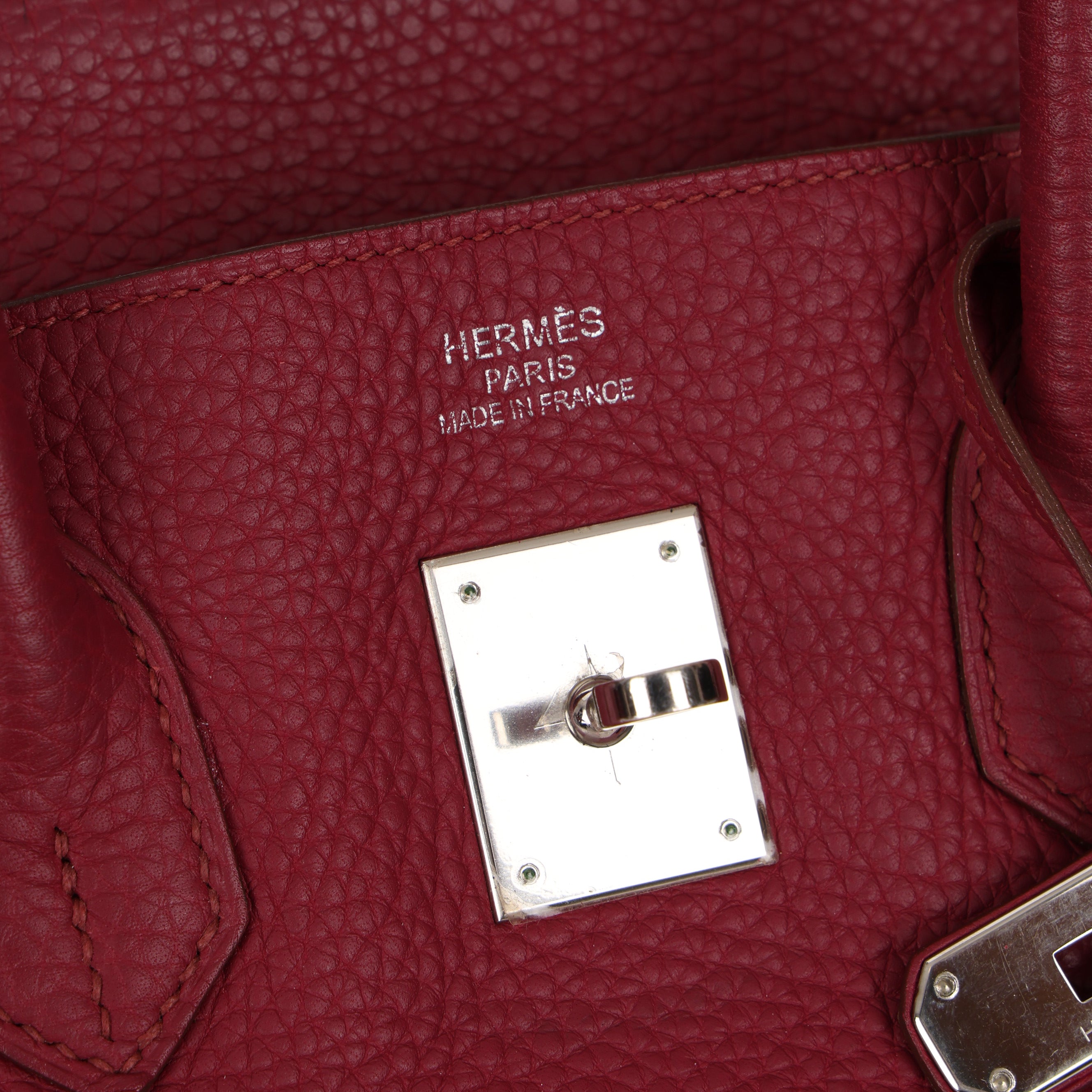 Hermès 2010 Rouge Rubis Clemence Birkin Retourne 35 PHW