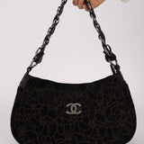 Chanel 2004 Suede Camellia Olsen Shoulder Bag