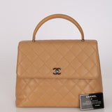Chanel 2001 Caviar Beige Kelly Top Handle Bag SHW