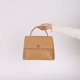 Chanel 2001 Caviar Beige Kelly Top Handle Bag SHW