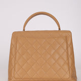 Chanel 2001 Caviar Beige Kelly Top Handle Bag SHW