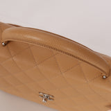 Chanel 2001 Caviar Beige Kelly Top Handle Bag SHW