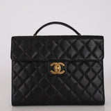 Chanel 1995 Caviar Black Briefcase 24K GP