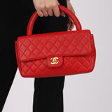 Ultra-Rare Chanel Medium Kelly Parent Flap Red Lambskin 1995 24K GP