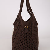 Miu Miu Brown Cotton Mesh Ivy Tote with Pouch