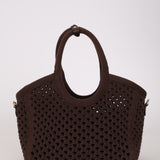 Miu Miu Brown Cotton Mesh Ivy Tote with Pouch