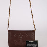 Chanel 1996 Chocolate Caviar Timless Wallet on Chain 24K GP