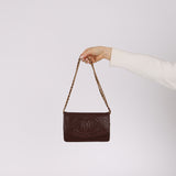 Chanel 1996 Chocolate Caviar Timless Wallet on Chain 24K GP
