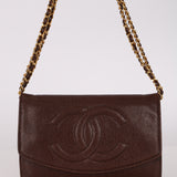 Chanel 1996 Chocolate Caviar Timless Wallet on Chain 24K GP
