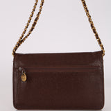Chanel 1996 Chocolate Caviar Timless Wallet on Chain 24K GP