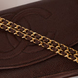 Chanel 1996 Chocolate Caviar Timless Wallet on Chain 24K GP