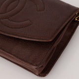 Chanel 1996 Chocolate Caviar Timless Wallet on Chain 24K GP