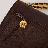 Chanel 1996 Chocolate Caviar Timless Wallet on Chain 24K GP