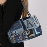 Rare Chanel Jumbo Single Flap Denim Patchwork 2014 SHW