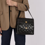 Rare Chanel 1996 Lambskin Double Turnlock Shoulder Bag 24K GP