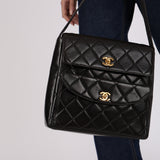 Rare Chanel 1996 Lambskin Double Turnlock Shoulder Bag 24K GP
