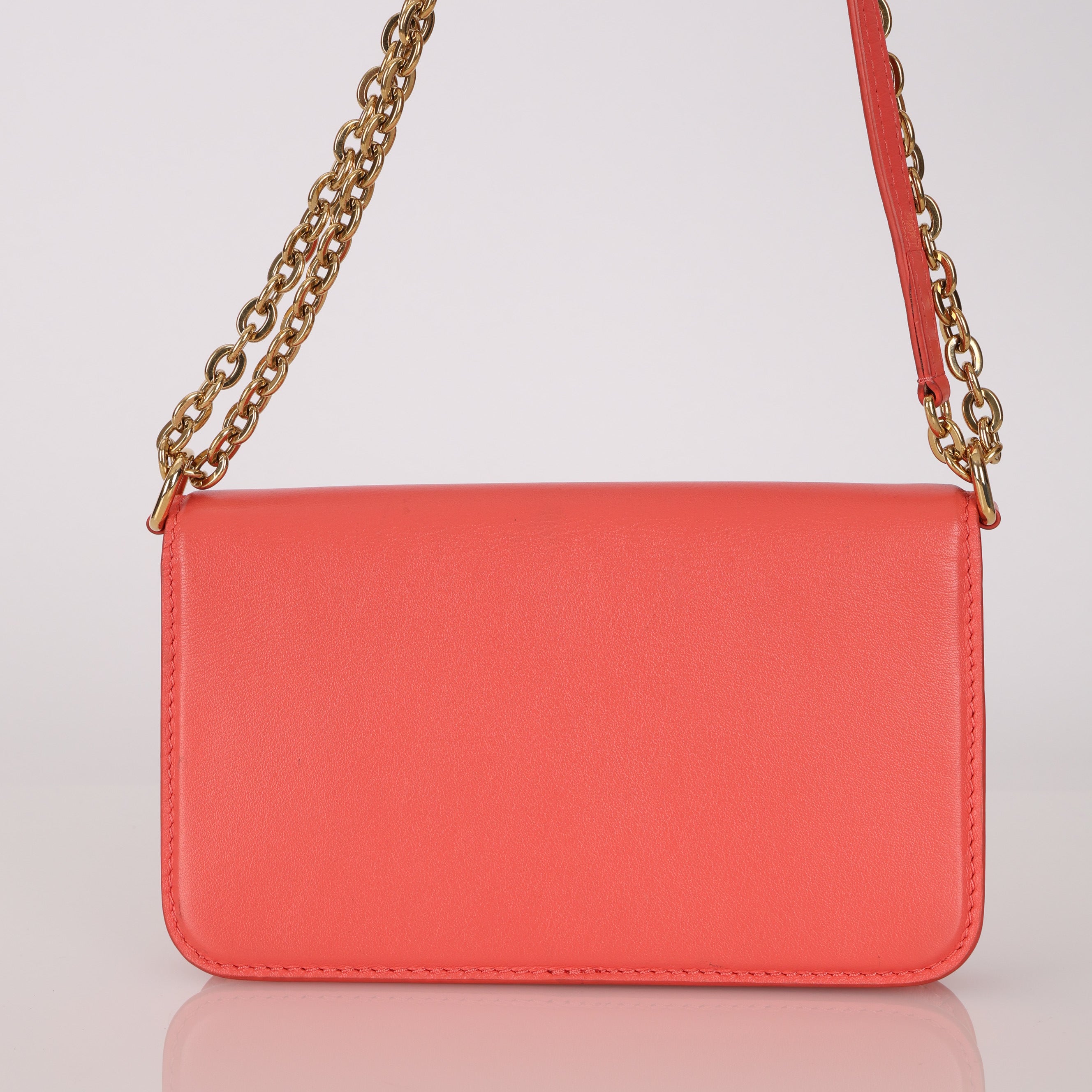 Louis Vuitton Sweet Coral Leather Bloom Wallet on Chain