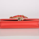 Louis Vuitton Sweet Coral Leather Bloom Wallet on Chain