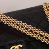 Chanel 1990s Lambskin Chain Double Flap Bag 24K GP
