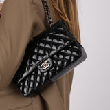 Chanel 2012 Patent Medium Classic Double Flap Matte SHW