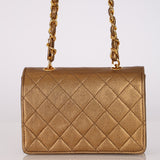 Chanel 1990 Metallic Bronze Micro Half Flap Bag 24K GP