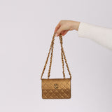 Chanel 1990 Metallic Bronze Micro Half Flap Bag 24K GP
