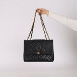 Ultra-Rare Chanel 1991 Black Lambskin Double CC Maxi Flap Bag 24K GP