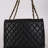 Ultra-Rare Chanel 1991 Black Lambskin Double CC Maxi Flap Bag 24K GP