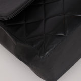 Ultra-Rare Chanel 1991 Black Lambskin Double CC Maxi Flap Bag 24K GP