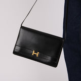 Hermès 1986 Noir Box Annie Shoulder Bag GHW