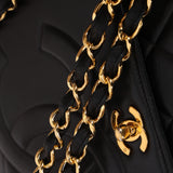 Ultra-Rare Chanel 1991 Black Lambskin Double CC Maxi Flap Bag 24K GP