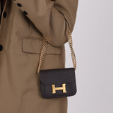 Hermès 2025 Rouge Sellier Epsom Slim Constance Wallet with Rose Confetti Evercolor Zip Case GHW