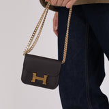 Hermès 2025 Rouge Sellier Epsom Slim Constance Wallet with Rose Confetti Evercolor Zip Case GHW