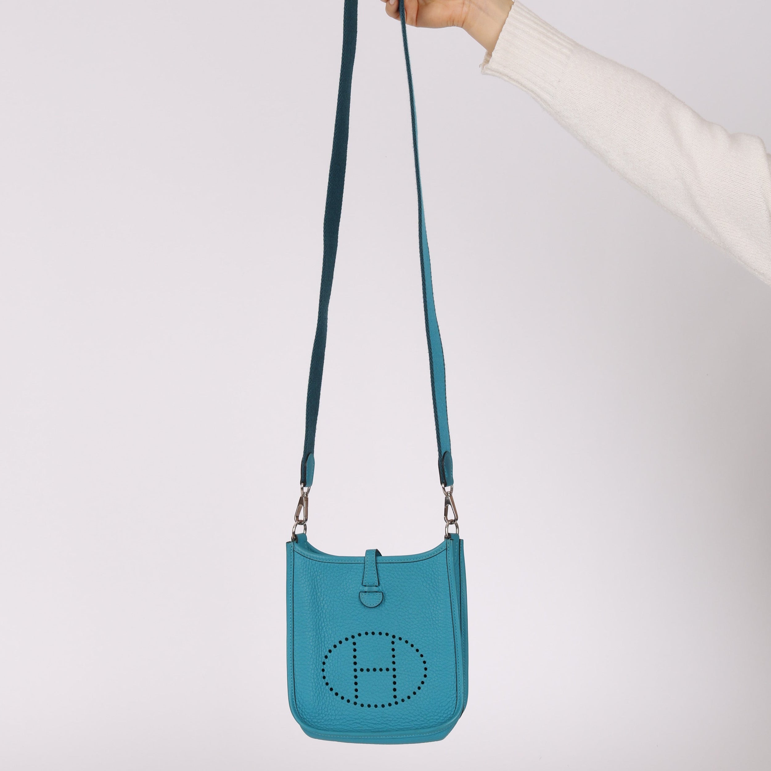 Hermès Evelyne TPM Bleu Paon Clemence 2014 PHW