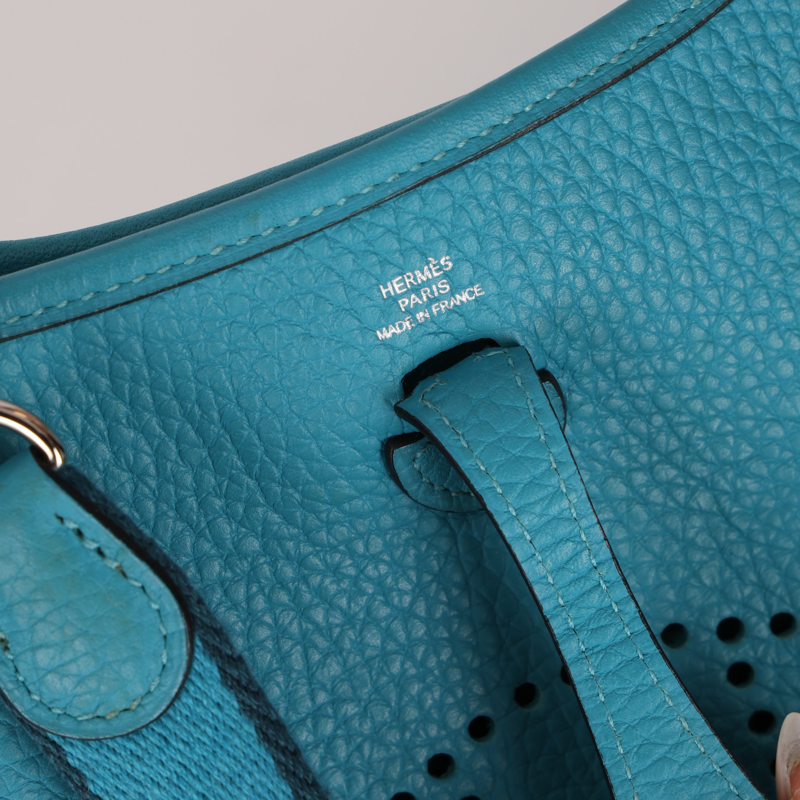 Hermès Evelyne TPM Bleu Paon Clemence 2014 PHW