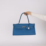 Hermès 2011 JPG Bleu Mykonos Clemence Shoulder Kelly 42 PHW