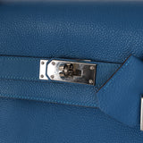 Hermès 2011 JPG Bleu Mykonos Clemence Shoulder Kelly 42 PHW