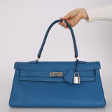 Hermès 2011 JPG Bleu Mykonos Clemence Shoulder Kelly 42 PHW