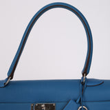 Hermès 2011 JPG Bleu Mykonos Clemence Shoulder Kelly 42 PHW
