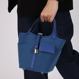 Hermès 2022 Bleu Royal Toile and Swift Cargo Picotin 18 PHW