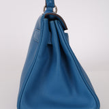 Hermès 2011 JPG Bleu Mykonos Clemence Shoulder Kelly 42 PHW