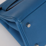 Hermès 2011 JPG Bleu Mykonos Clemence Shoulder Kelly 42 PHW