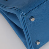 Hermès 2011 JPG Bleu Mykonos Clemence Shoulder Kelly 42 PHW