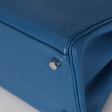 Hermès 2011 JPG Bleu Mykonos Clemence Shoulder Kelly 42 PHW