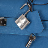 Hermès 2011 JPG Bleu Mykonos Clemence Shoulder Kelly 42 PHW