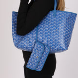Goyard Goyardine Saint Louis PM Tote Blue Coated Canvas