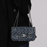 Chanel 2005 Blue Canvas No.5 Coco Mark Small Flap