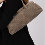 Bottega Veneta Grey Suede Beaded Intrecciato East West Frame Bag